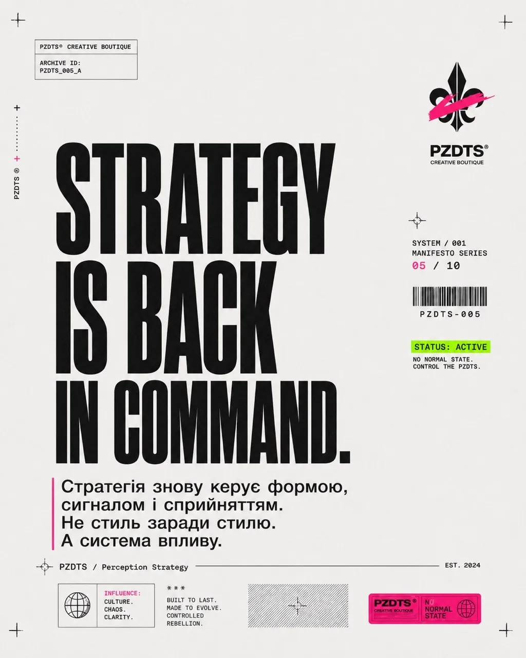 Плакат «Strategy is back in command.»